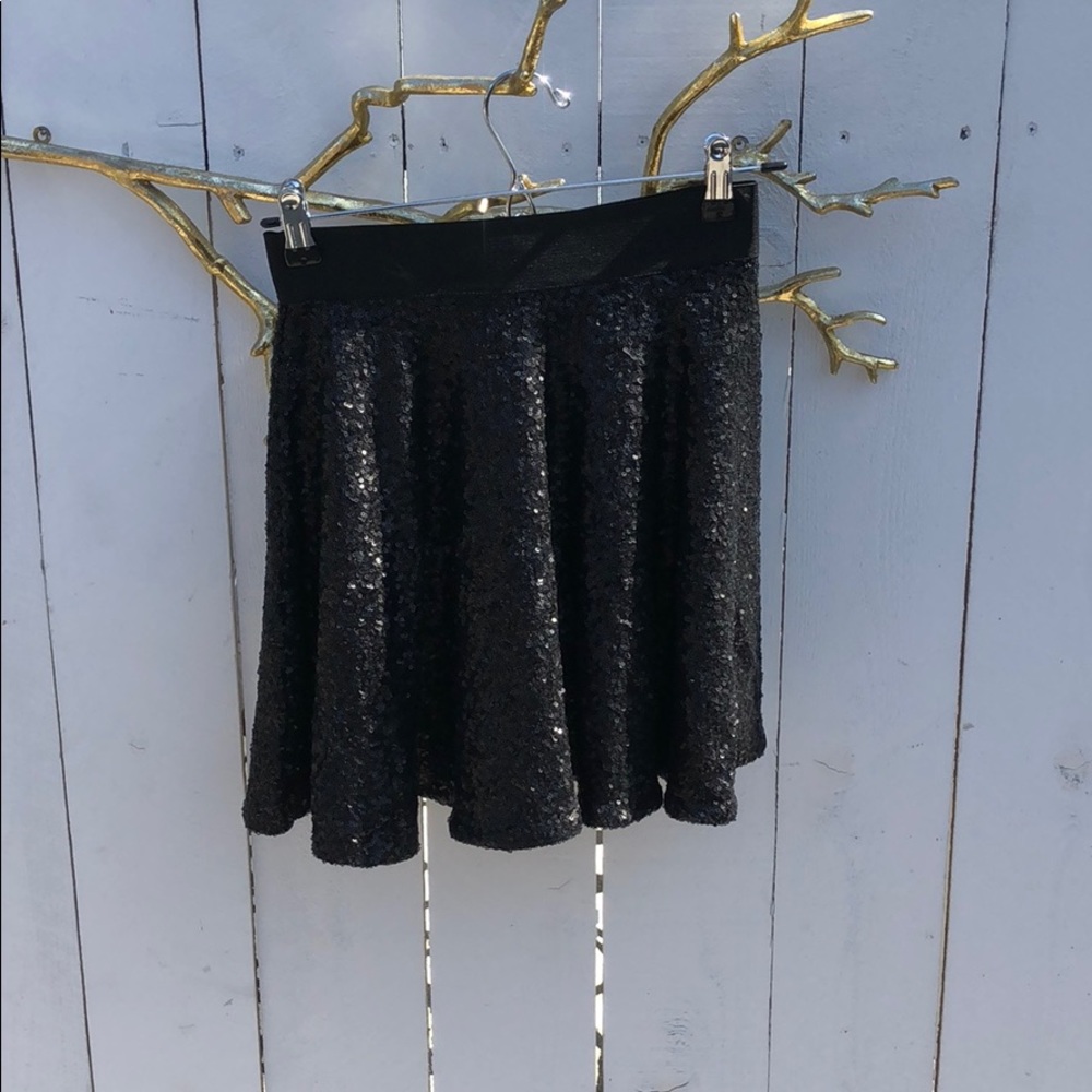 Black Sequin High Waisted Skirt